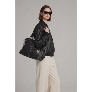 Michael Kors Astor Leather Studded Tote Black Chain Strap – Like New